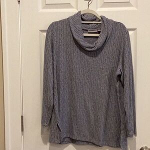Susan Graver soft cowl neck tunic top Light gray